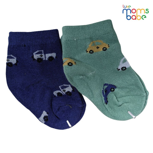 Baby Socks - Pack of 2 for Baby boys ( 0 - 6 Months ) Color - Navy Blue & Green