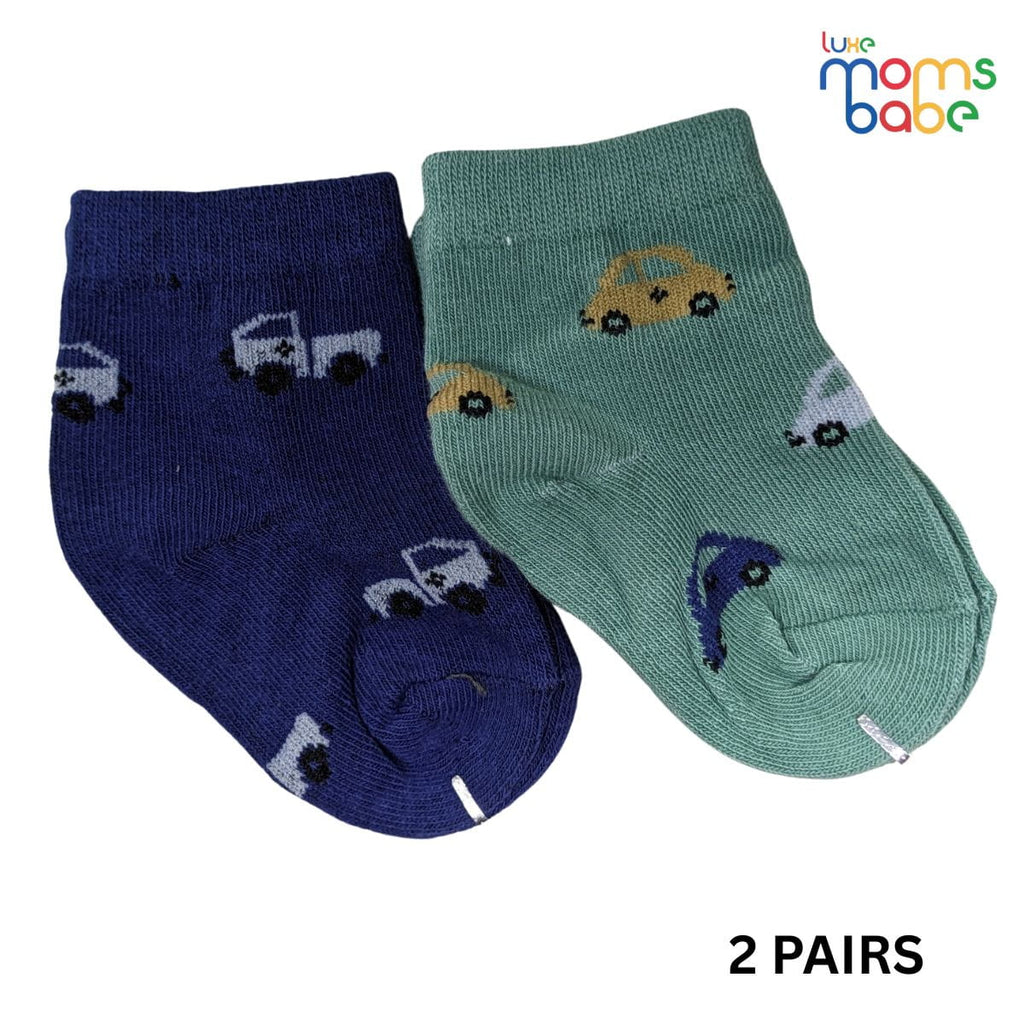 Baby Socks - Pack of 2 for Baby boys ( 0 - 6 Months ) Color - Navy Blue & Green