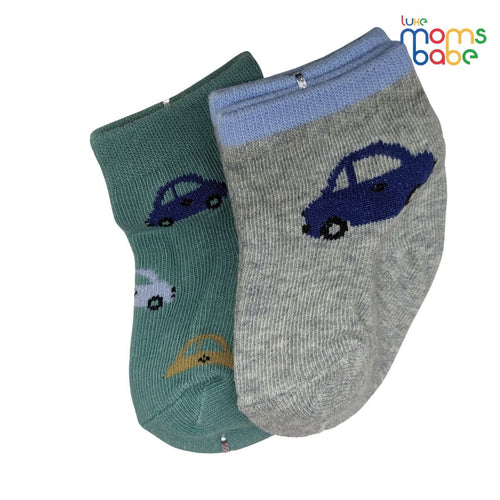 Baby Socks - Pack of 2 for Baby boys ( 0 - 6 Months ) Color - Gray & Green