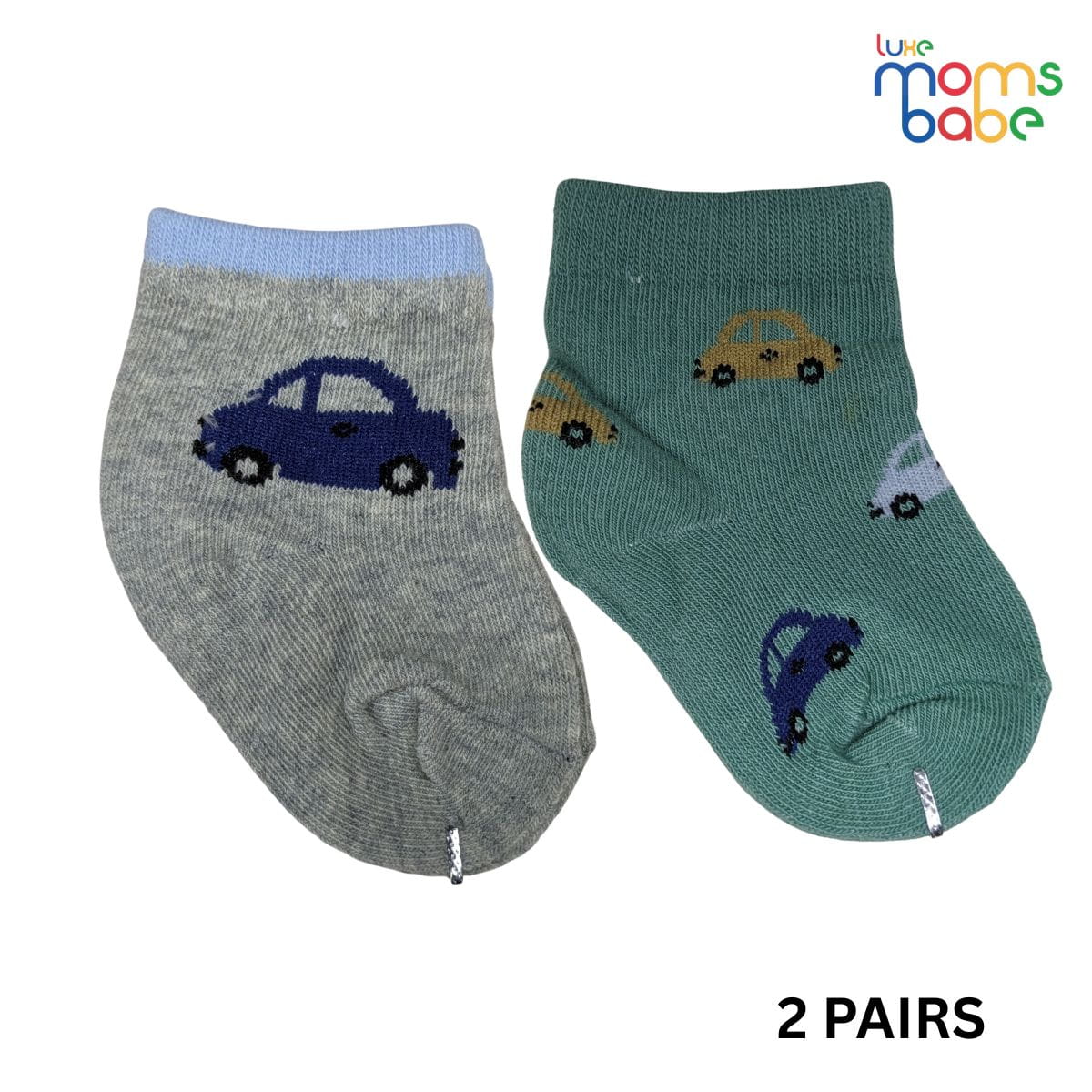 Baby Socks - Pack of 2 for Baby boys ( 0 - 6 Months ) Color - Gray & Green