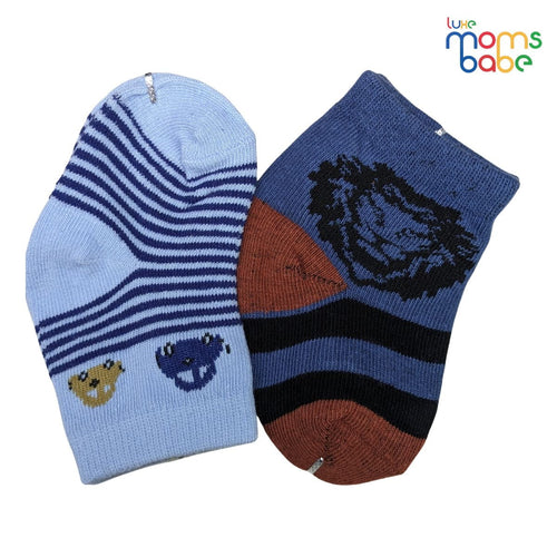 Baby Socks - Pack of 2 for Baby boys ( 0 - 6 Months ) Color - Light Blue & Navy Blue