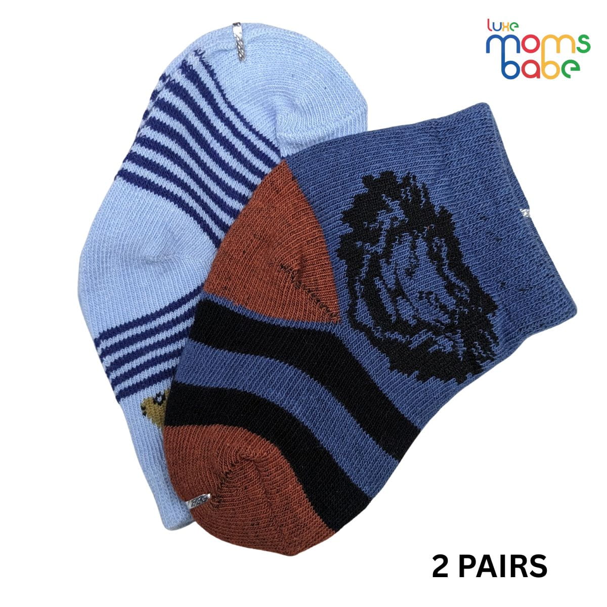 Baby Socks - Pack of 2 for Baby boys ( 0 - 6 Months ) Color - Light Blue & Navy Blue