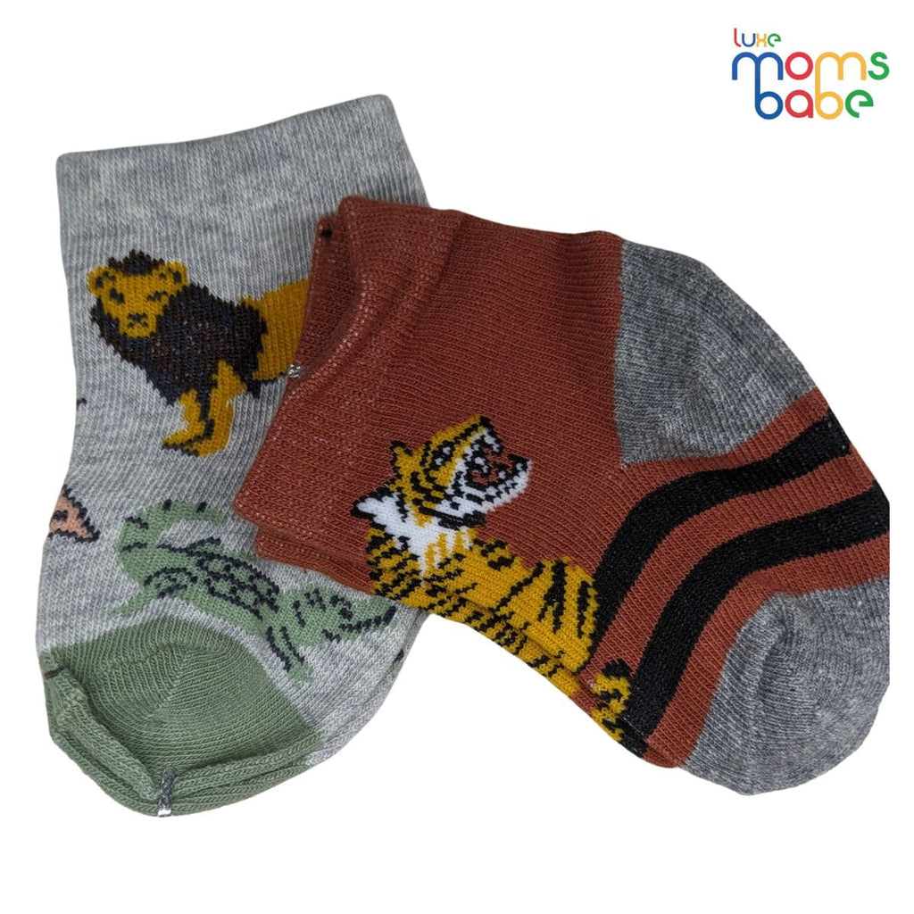 Baby Socks - Pack of 2 for Baby boys ( 0 - 6 Months ) Color - Brown & Gray