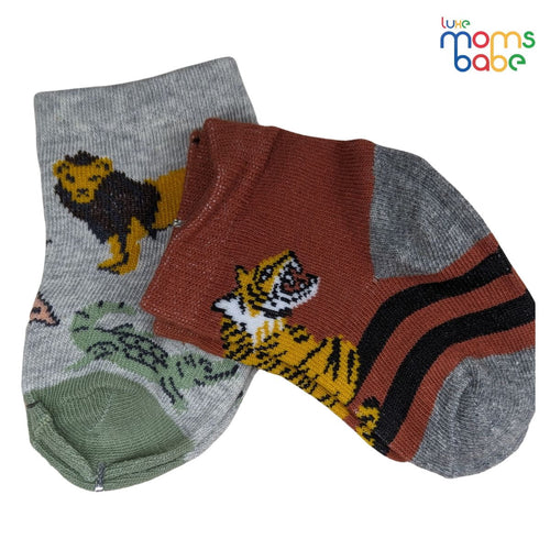 Baby Socks - Pack of 2 for Baby boys ( 0 - 6 Months ) Color - Brown & Gray