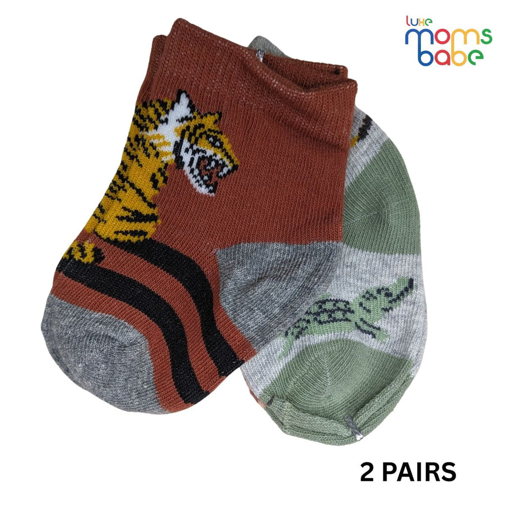 Baby Socks - Pack of 2 for Baby boys ( 0 - 6 Months ) Color - Brown & Gray