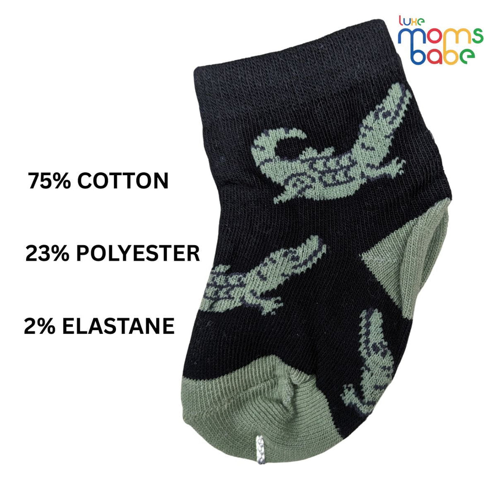Baby Socks - Pack of 2 for Baby boys ( 0 - 6 Months ) Color - Black & Gray