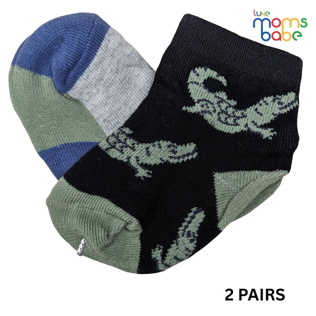 Baby Socks - Pack of 2 for Baby boys ( 0 - 6 Months ) Color - Black & Gray