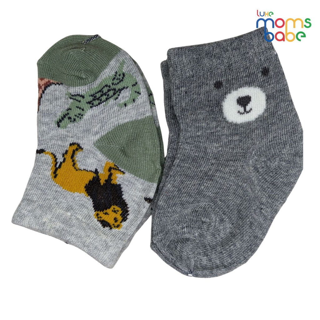 Baby Socks - Pack of 2 for Baby boys ( 0 - 6 Months ) Color - Gray