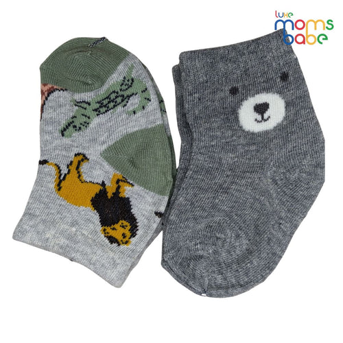 Baby Socks - Pack of 2 for Baby boys ( 0 - 6 Months ) Color - Gray