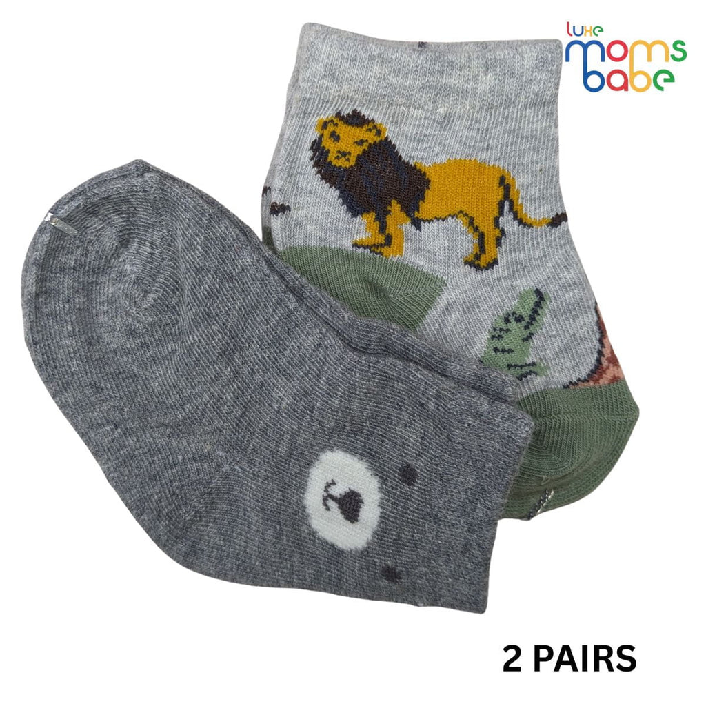 Baby Socks - Pack of 2 for Baby boys ( 0 - 6 Months ) Color - Gray