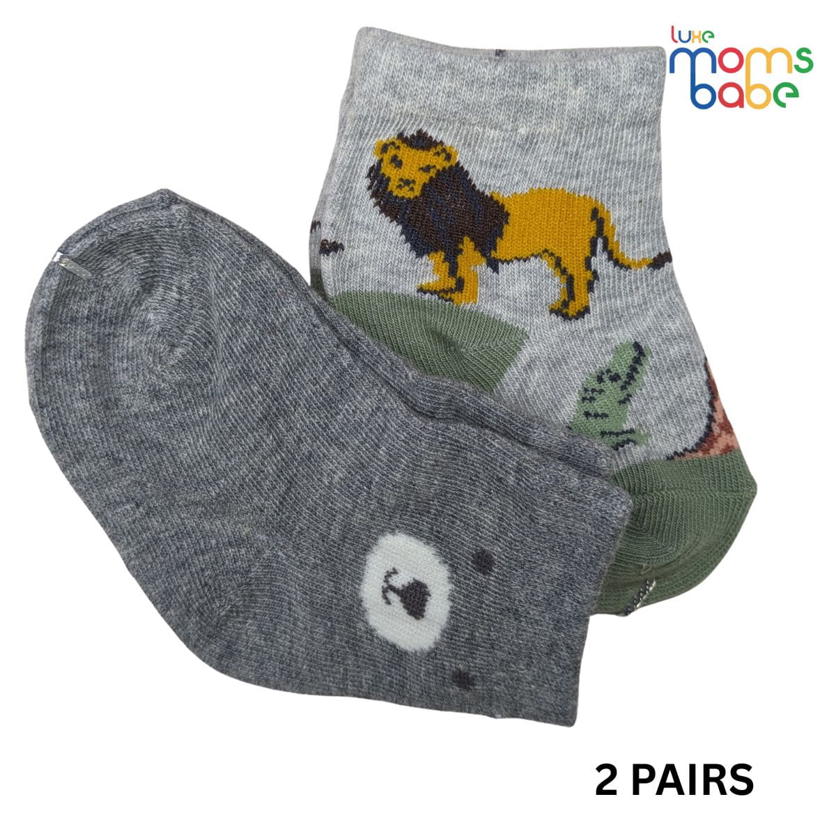 Baby Socks - Pack of 2 for Baby boys ( 0 - 6 Months ) Color - Gray