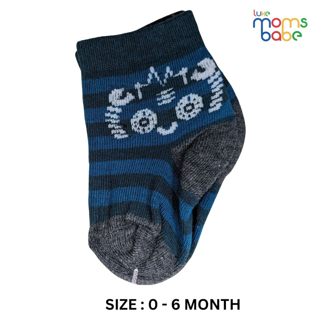 Baby Socks - Pack of 2 for Baby boys ( 0 - 6 Months ) Color - Blue & Black