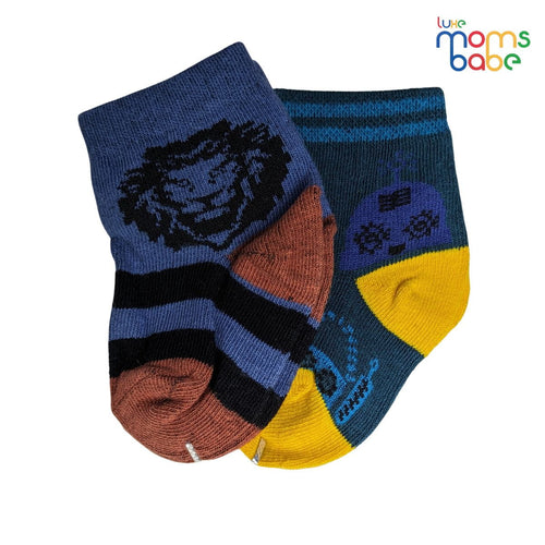 Baby Socks - Pack of 2 for Baby boys ( 0 - 6 Months ) Color - Dark Blue & Dark Green