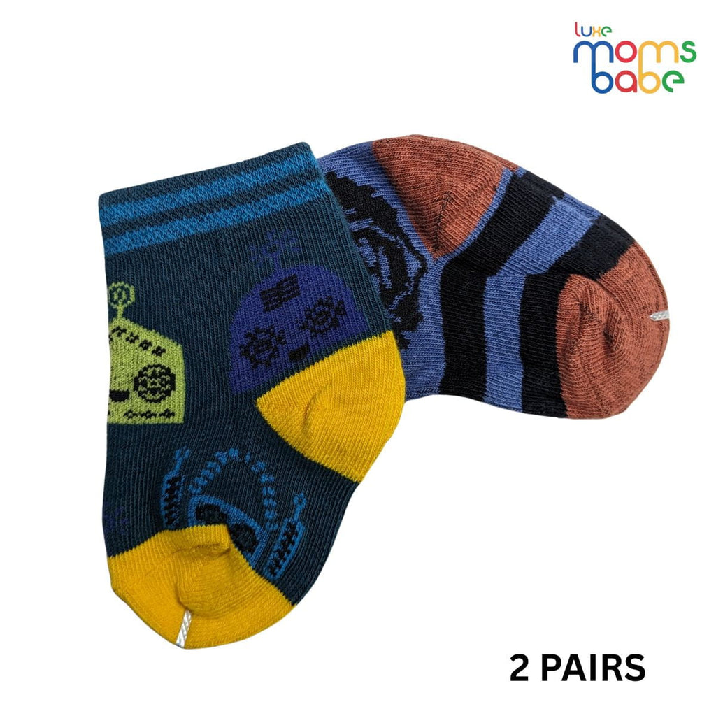 Baby Socks - Pack of 2 for Baby boys ( 0 - 6 Months ) Color - Dark Blue & Dark Green