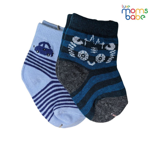 Baby Socks - Pack of 2 for Baby boys ( 0 - 6 Months ) Color - Dark Blue & Light Blue