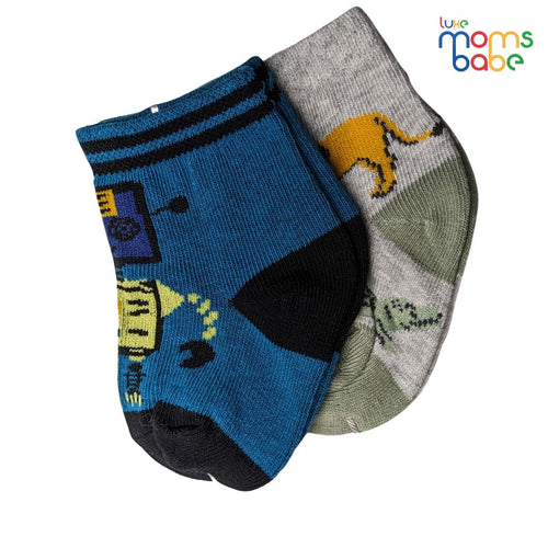 Baby Socks - Pack of 2 for Baby boys ( 0 - 6 Months ) Color - Dark Blue & Gray