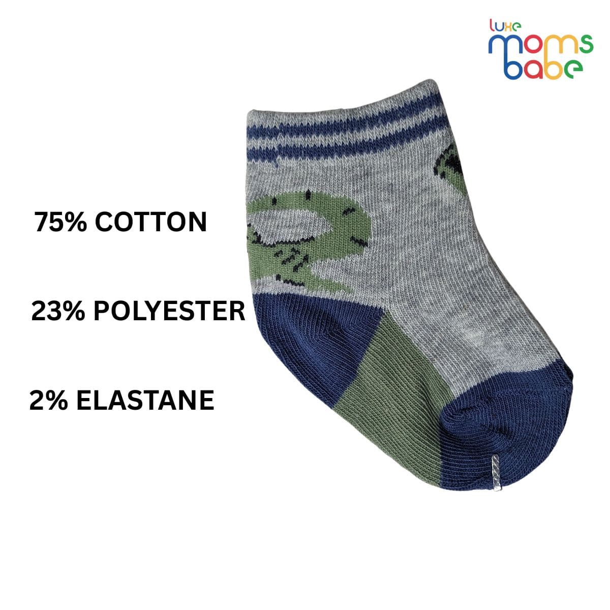 Baby Socks - Pack of 2 for Baby boys ( 0 - 6 Months ) Color - Gray & Dark Green