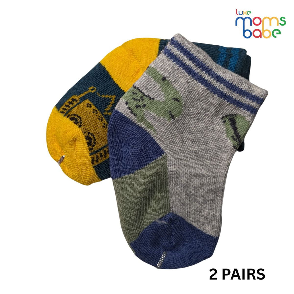 Baby Socks - Pack of 2 for Baby boys ( 0 - 6 Months ) Color - Gray & Dark Green
