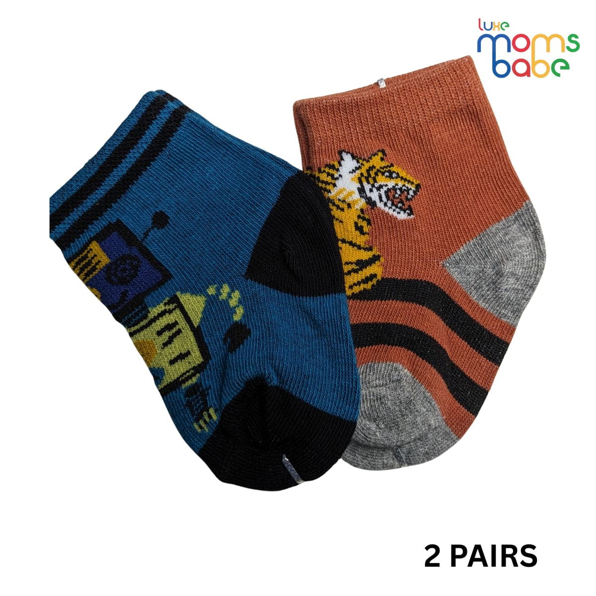 Baby Socks - Pack of 2 for Baby boys ( 0 - 6 Months ) Color - Dark Blue & Brown
