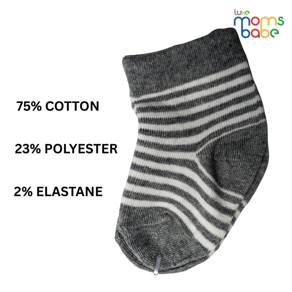 Baby Socks - Pack of 2 for Baby boys ( 0 - 6 Months ) Color - Gray & Cream