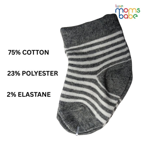 Baby Socks - Pack of 2 for Baby boys ( 0 - 6 Months ) Color - Gray & Cream