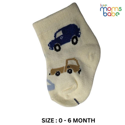Baby Socks - Pack of 2 for Baby boys ( 0 - 6 Months ) Color - Cream & Gray, soft baby socks,