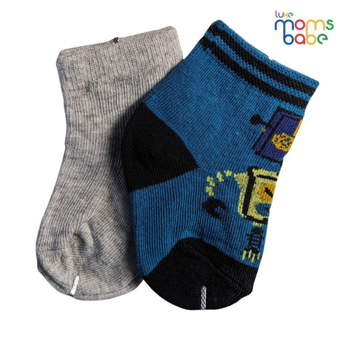 Baby Socks - Pack of 2 for Baby boys ( 0 - 6 Months ) Color - Gray & Dark Blue