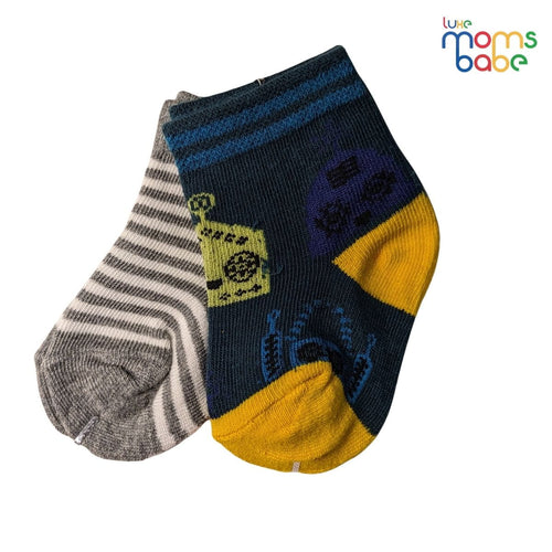 Baby Socks - Pack of 2 for Baby boys ( 0 - 6 Months ) Color -Dark Green & Gray ,gentle baby socks