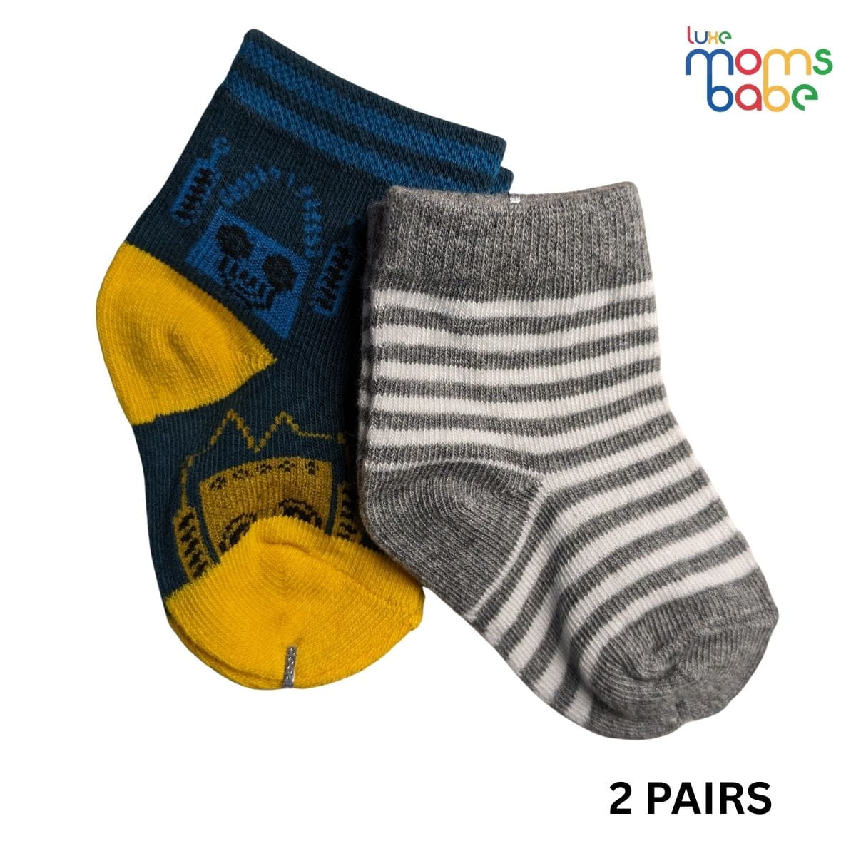 Baby Socks - Pack of 2 for Baby boys ( 0 - 6 Months ) Color -Dark Green & Gray ,gentle baby socks