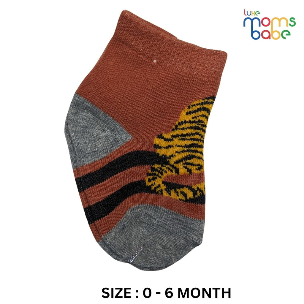 Baby Socks - Pack of 2 for Baby boys ( 0 - 6 Months ) Color - Gray & Brown, soft baby socks,