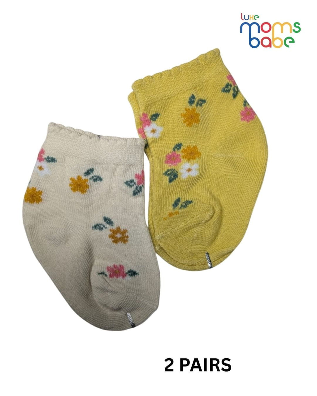 Baby Socks - Pack of 2 for Baby Girls ( 6 - 12 Months ) , Color - Yellow & Cream ,cotton baby socks