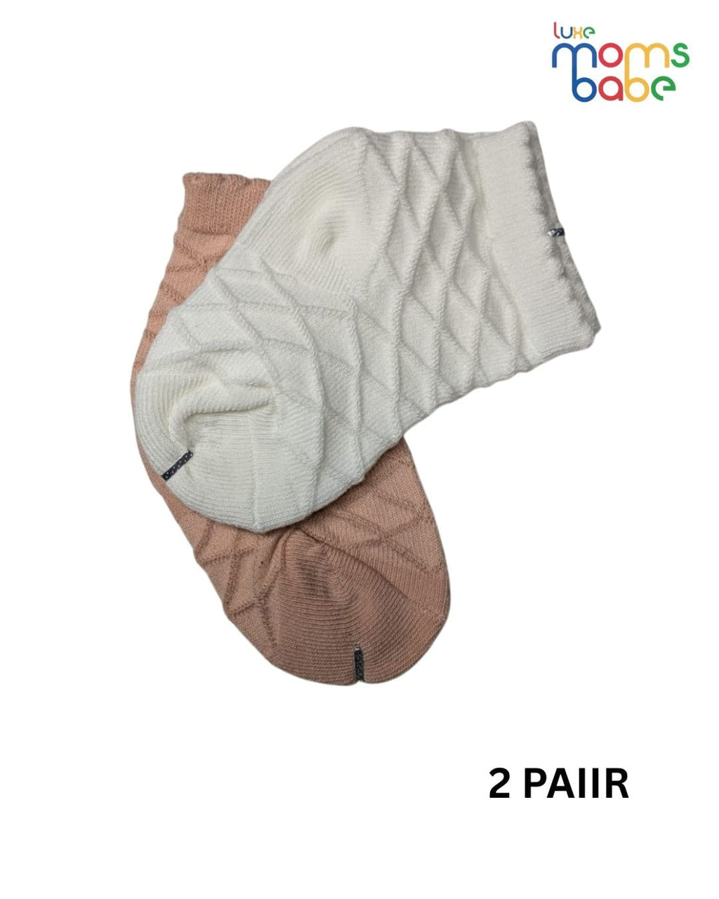Baby Socks - Pack of 2 for Baby Girls ( 6 - 12 Months ) , Color - Dark Cream & Cream, gentle baby socks,