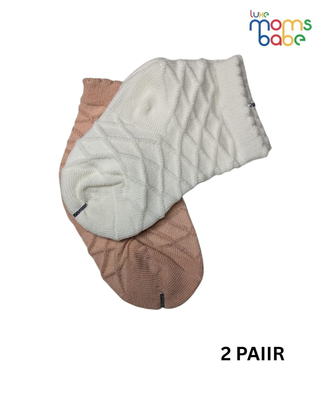 Baby Socks - Pack of 2 for Baby Girls ( 6 - 12 Months ) , Color - Dark Cream & Cream, gentle baby socks,