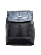North pole Black Crocodile-Textured Leather Backpack for Men | Premium Faux/ Genuine Leather | Stylish Office & Travel Bag