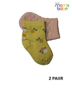 Baby Socks - Pack of 2 for Baby Girls ( 6 - 12 Months ) , Color - Yellow & Dark Cream ,cotton baby socks,