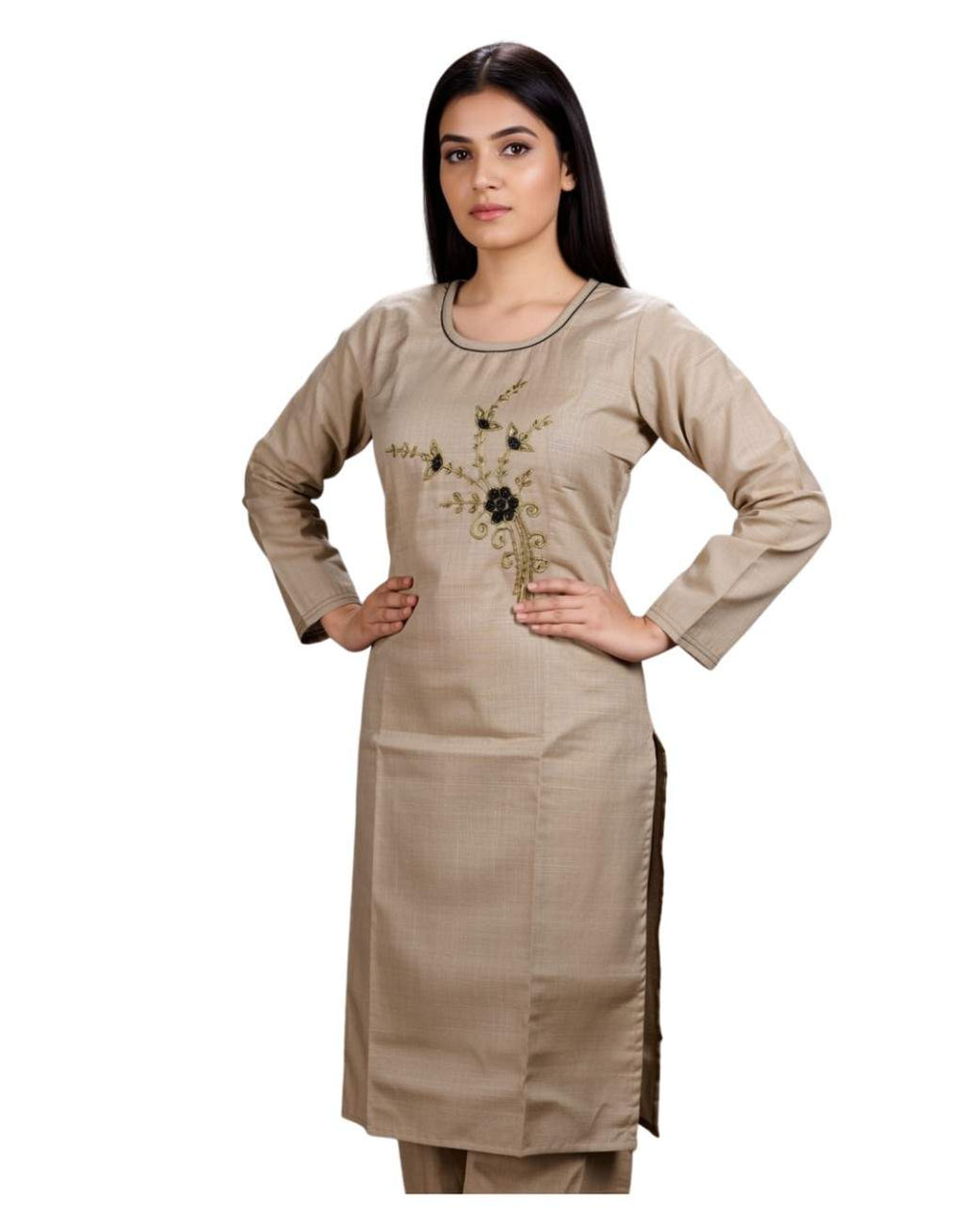 Grey Embroidered Cotton Salwar Suit Set for Women – Elegant Ethnic Wear