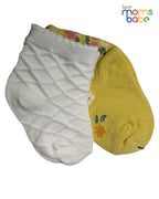 Baby Socks - Pack of 2 for Baby Girls ( 6 - 12 Months ) , Color - Cream & Yellow, cotton baby socks,