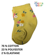 Baby Socks - Pack of 2 for Baby Girls ( 6 - 12 Months ) , Color - Cream & Yellow, cotton baby socks,