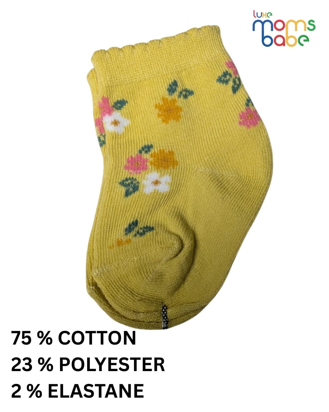 Baby Socks - Pack of 2 for Baby Girls ( 6 - 12 Months ) , Color - Cream & Yellow, cotton baby socks,