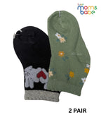 Baby Socks - Pack of 2 for Baby Girls ( 6 - 12 Months ) , Color - Green & Black ,soft baby socks