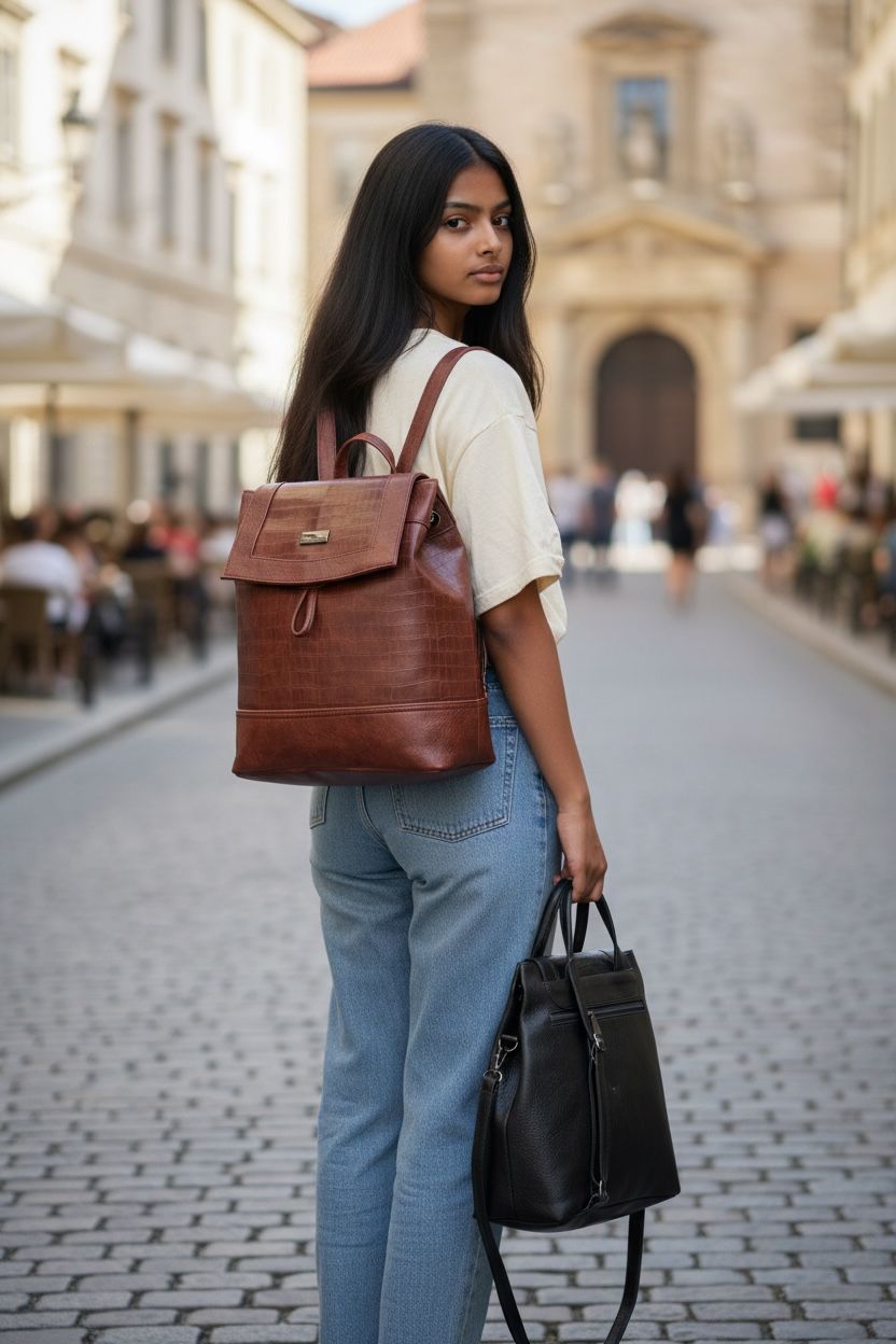 North Pole Brown Faux Leather Backpack for Men & women | Stylish Office, Travel & Daily Use Bag