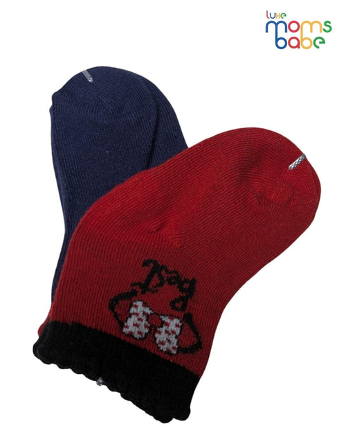 Baby Socks - Pack of 2 for Baby Girls ( 6 - 12 Months ) , Color - Red & Navy Blue, baby foot wear,