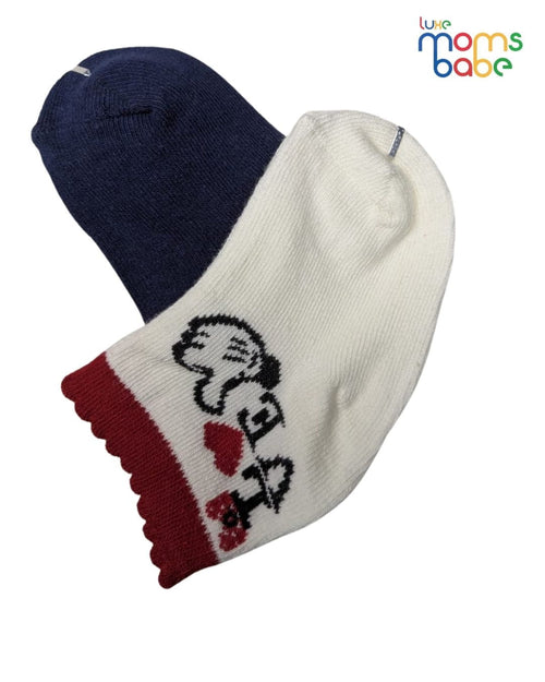 Baby Socks - Pack of 2 for Baby Girls ( 6 - 12 Months ) , Color - Navy Blue & White ,soft baby girl socks,
