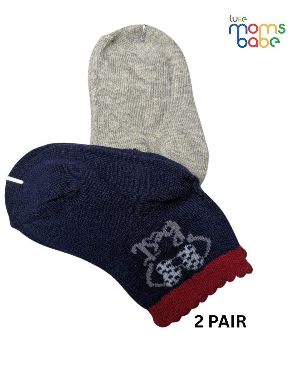 Baby Socks - Pack of 2 for Baby Girls ( 6 - 12 Months ) , Color - Navy Blue & Gray
