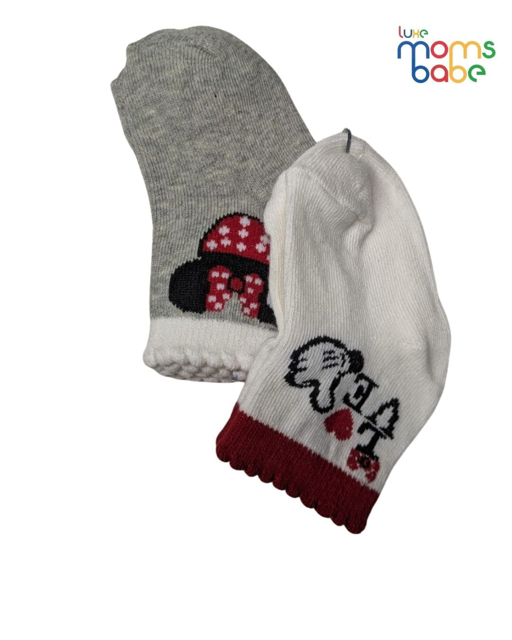 Baby Socks - Pack of 2 for Baby Girls ( 6 - 12 Months ) , Color - Gray & White ,cotton baby socks
