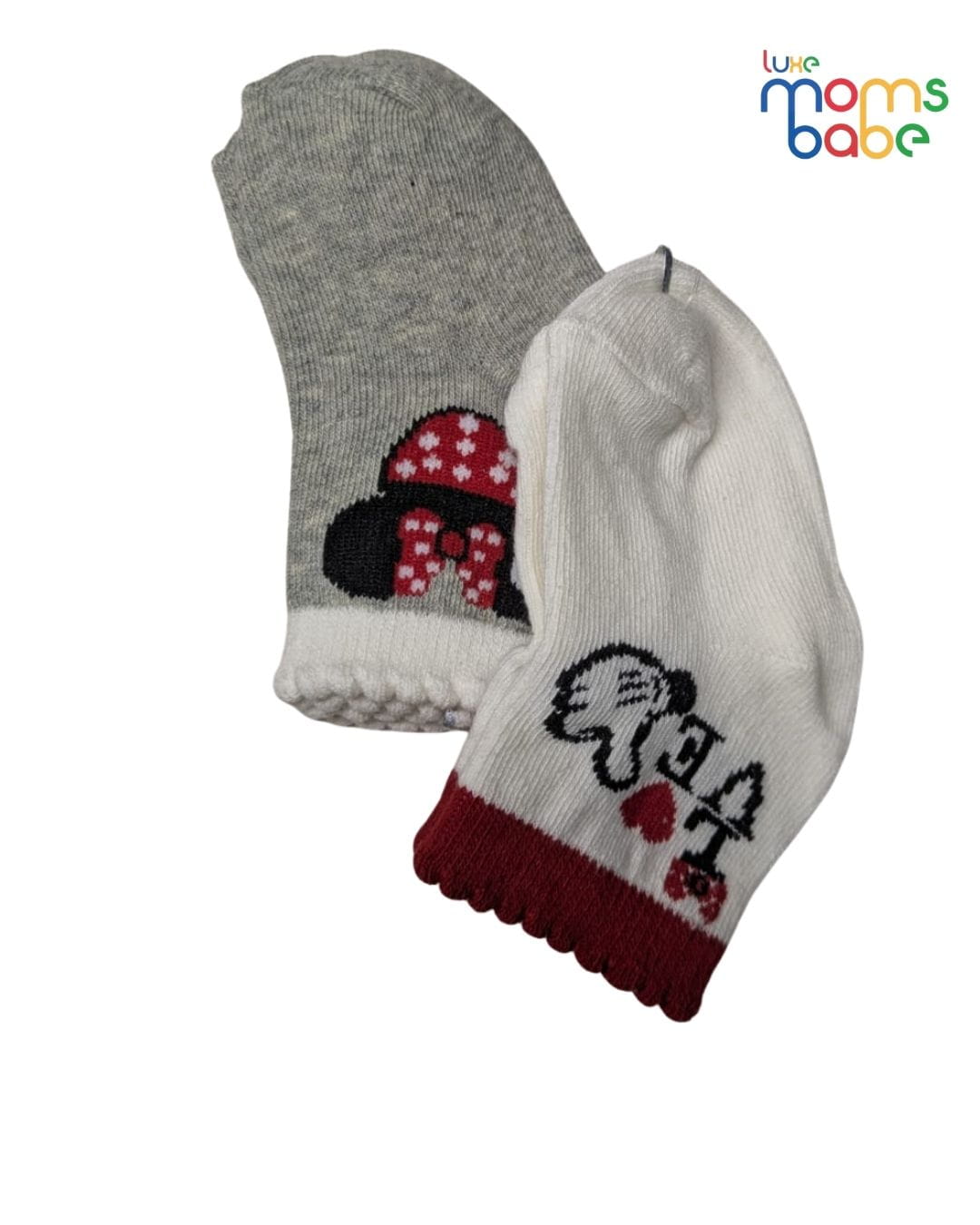 Baby Socks - Pack of 2 for Baby Girls ( 6 - 12 Months ) , Color - Gray & White ,cotton baby socks