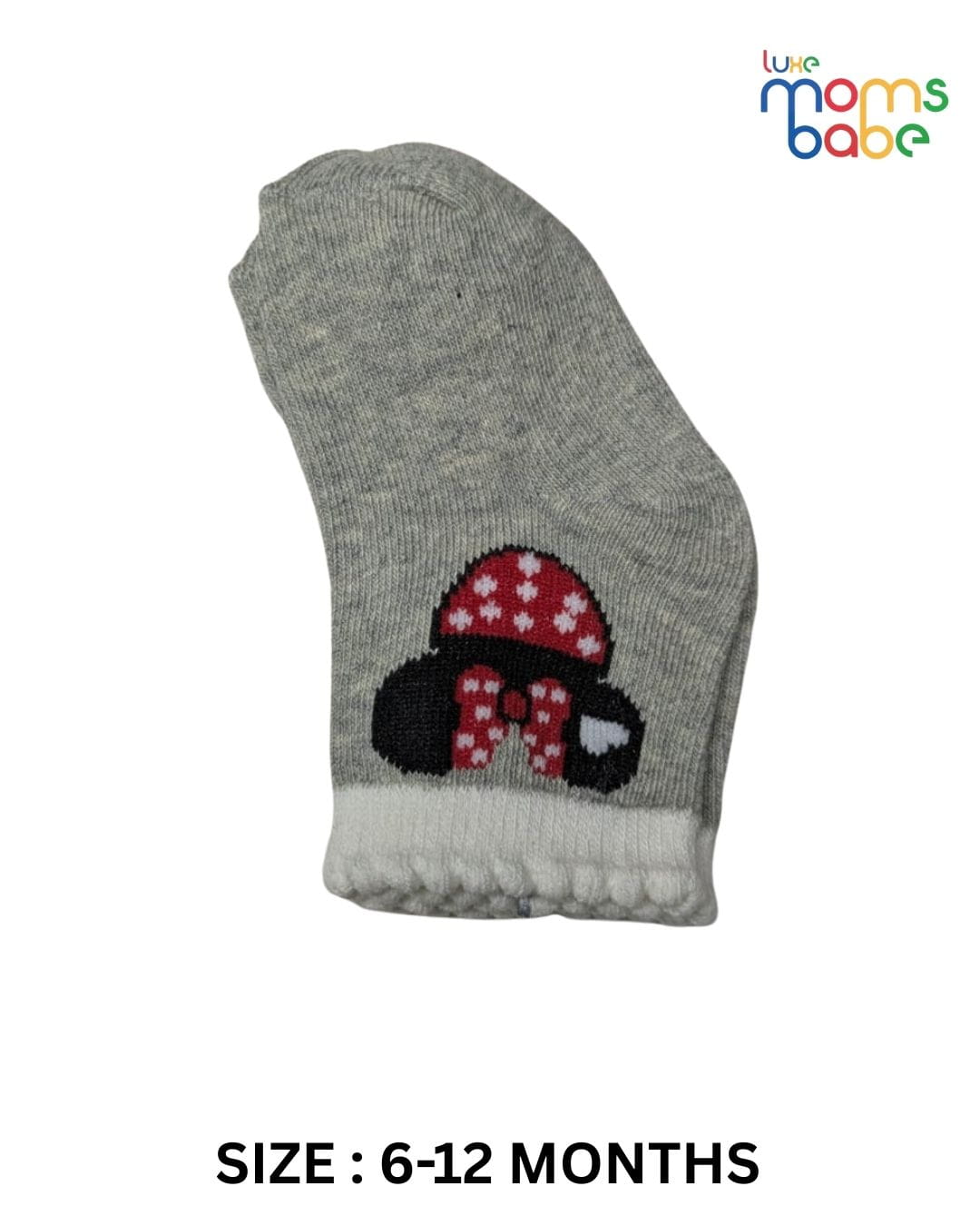 Baby Socks - Pack of 2 for Baby Girls ( 6 - 12 Months ) , Color - Gray & White ,cotton baby socks