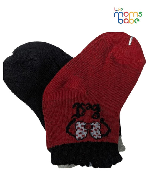 Baby Socks - Pack of 2 for Baby Girls ( 6 - 12 Months ) , Color - Red & Black,