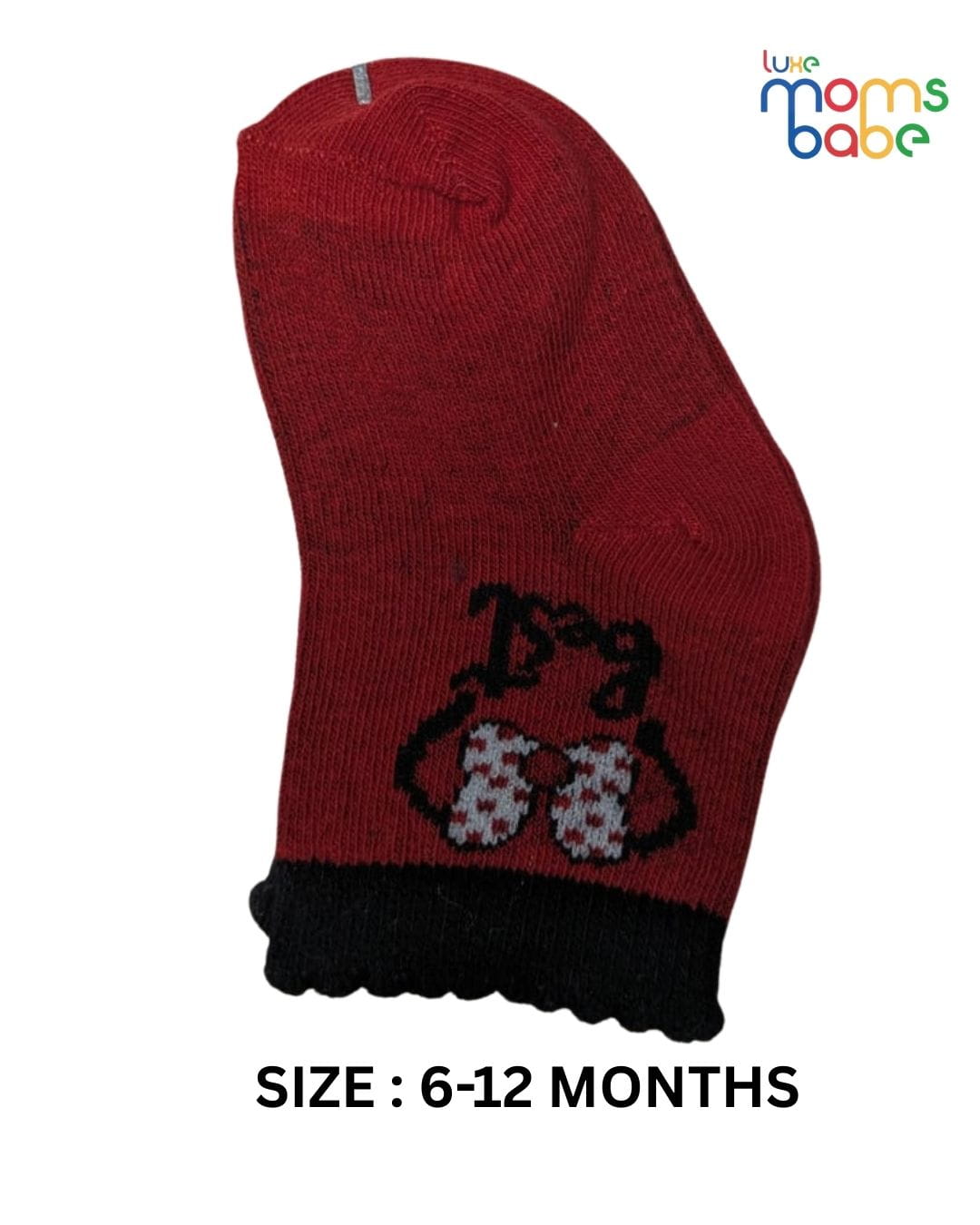 Baby Socks - Pack of 2 for Baby Girls ( 6 - 12 Months ) , Color - Red & Black,