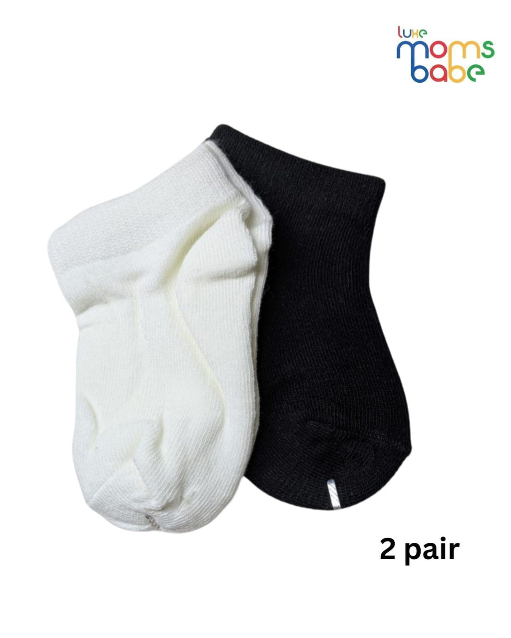 Baby Socks - Pack of 2 for Baby Girls ( 6 - 12 Months ) , Color - White & Black ,soft baby socks,